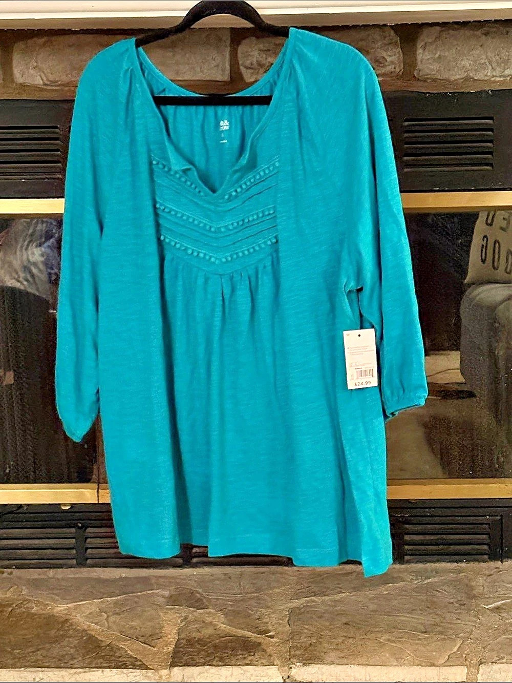 Croft & Barrow Embroidered Tunic in Blue Size 1X NWT